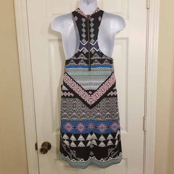 Express Aztec Print High-Neck Racerback Mini Dress - Picture 2 of 5